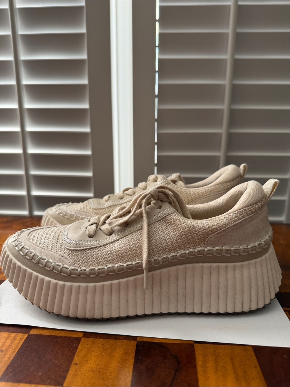 Dolce Vita Cream Platform Sneakers with Woven Upper